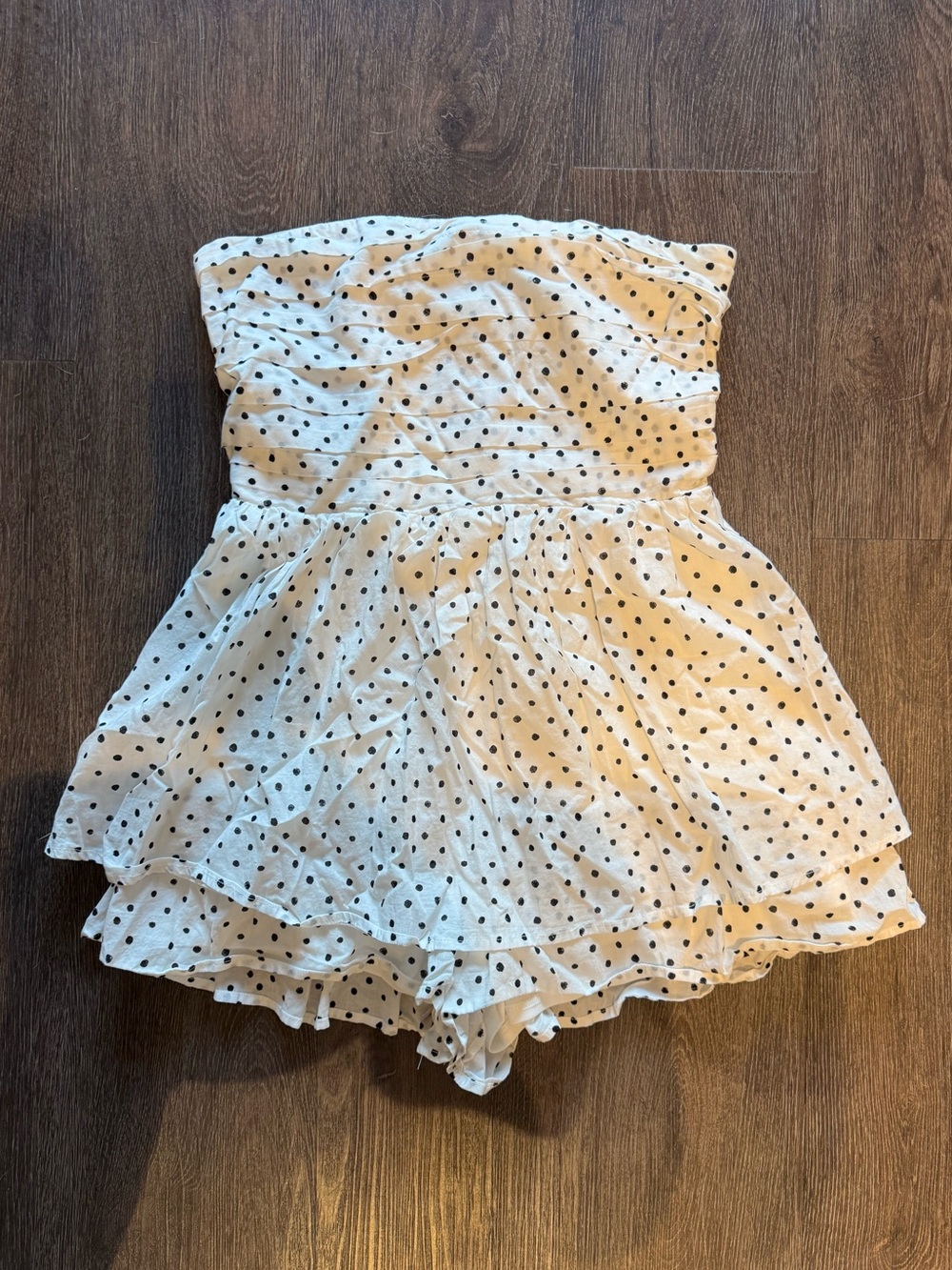 Altar'd State White Strapless Polka Dot Romper